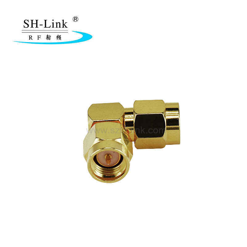 Right angle SMA male to SMA male adapter