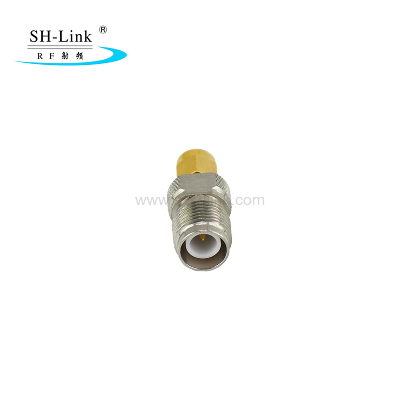 Brass nickel plated RP TNC female jack with male pin to SMA male adaptor