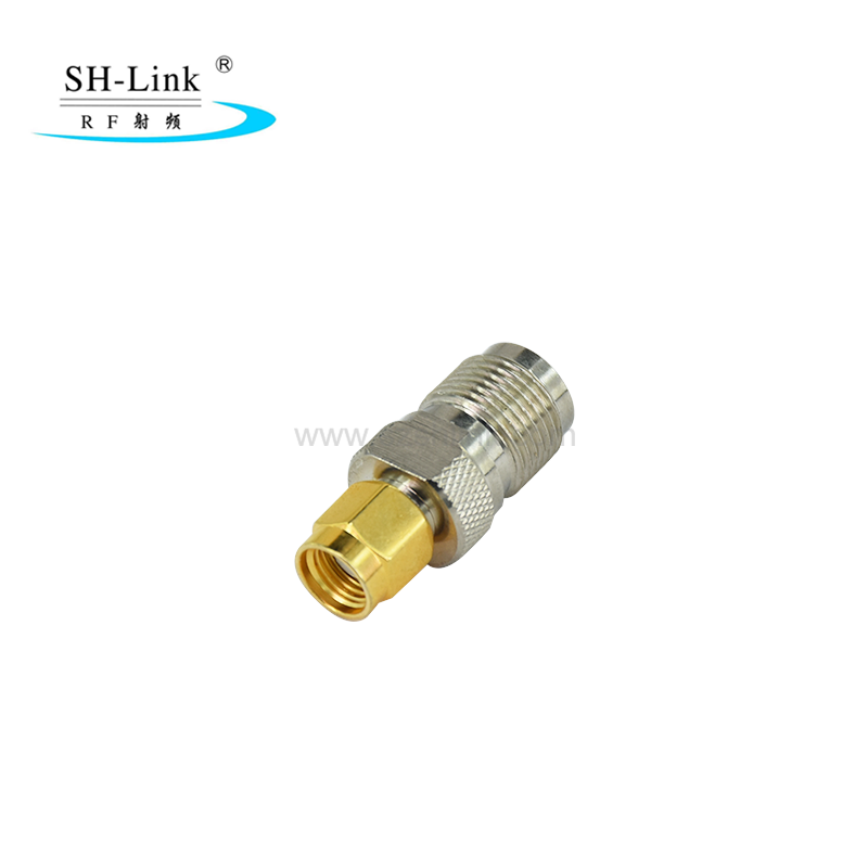 Brass nickel plated RP TNC female jack with male pin to SMA male adaptor