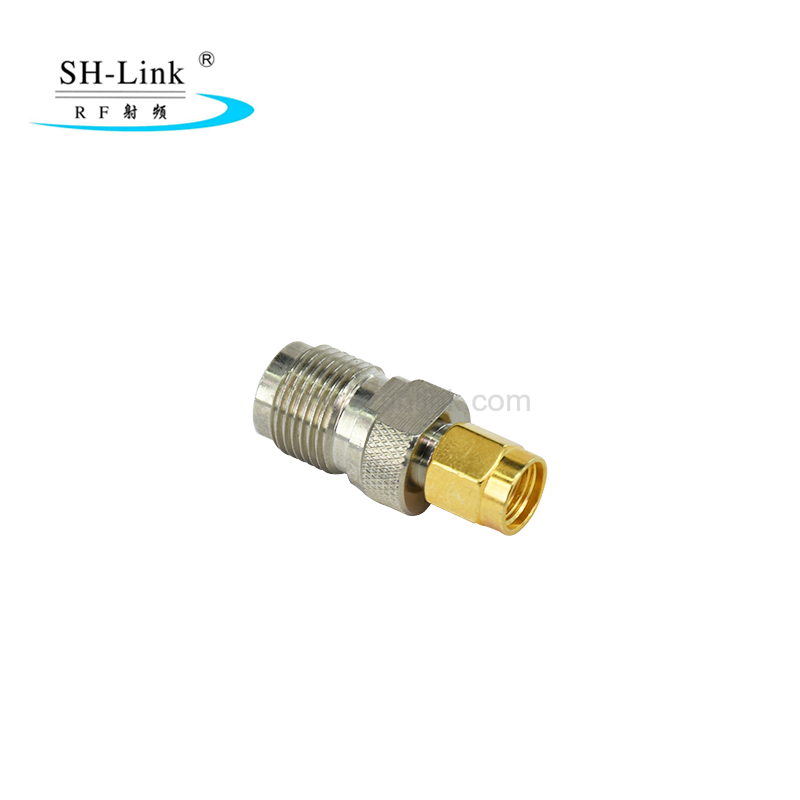 Brass nickel plated RP TNC female jack with male pin to SMA male adaptor