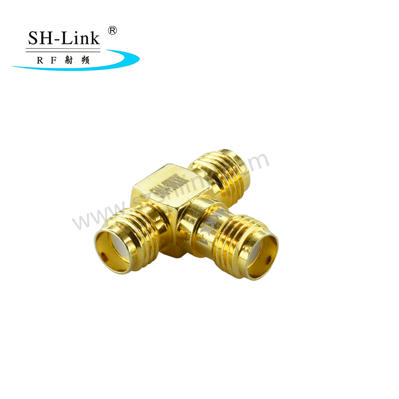 Triangle SMA female to SMA female to SMA female adapter