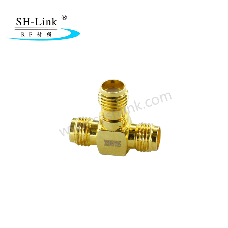 Triangle SMA female to SMA female to SMA female adapter