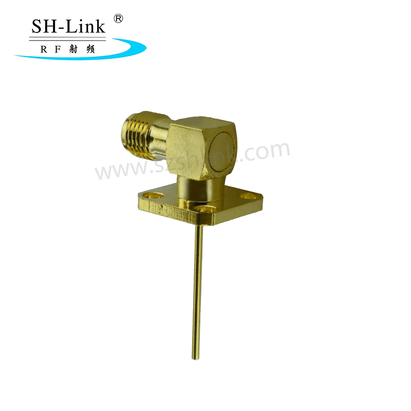 RF coaxial 90 degrees SMA female connector ,micro-strip connector with flange
