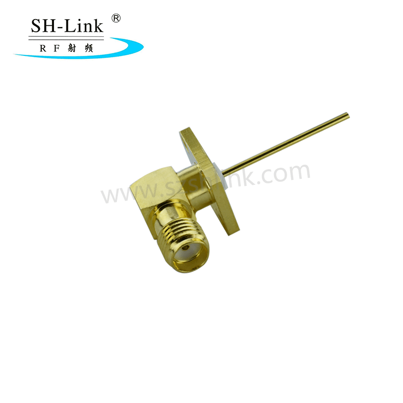 RF coaxial 90 degrees SMA female connector ,micro-strip connector with flange