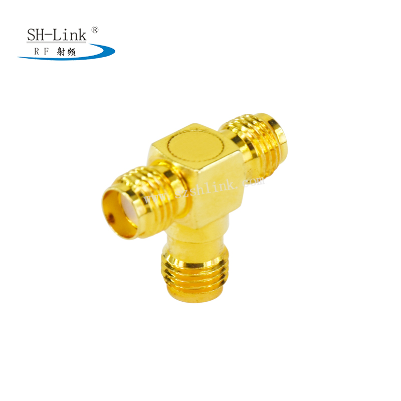 Triangle SMA female to SMA female to SMA female adapter