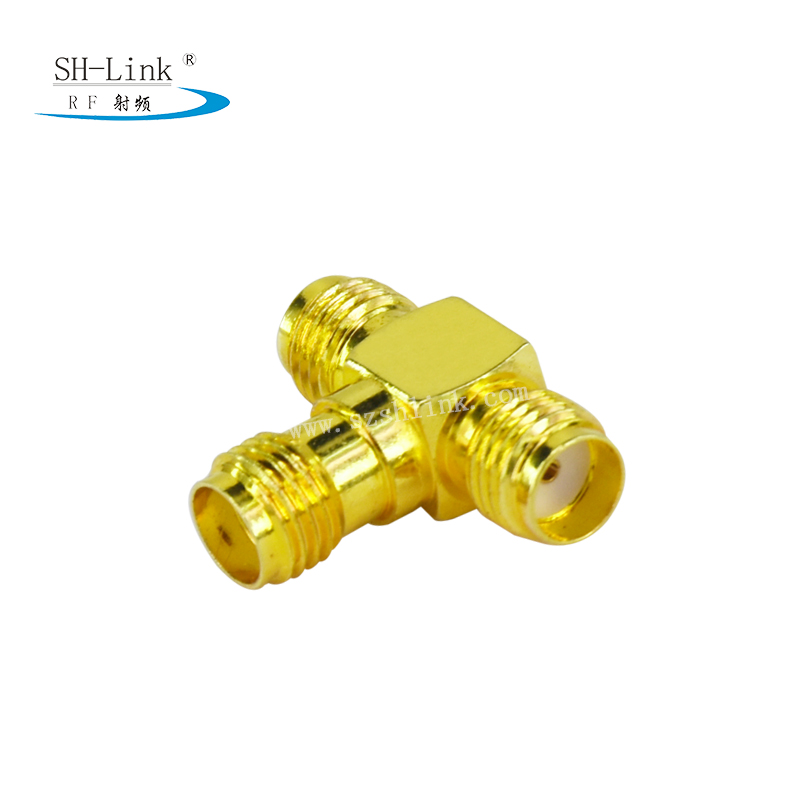 Triangle SMA female to SMA female to SMA female adapter