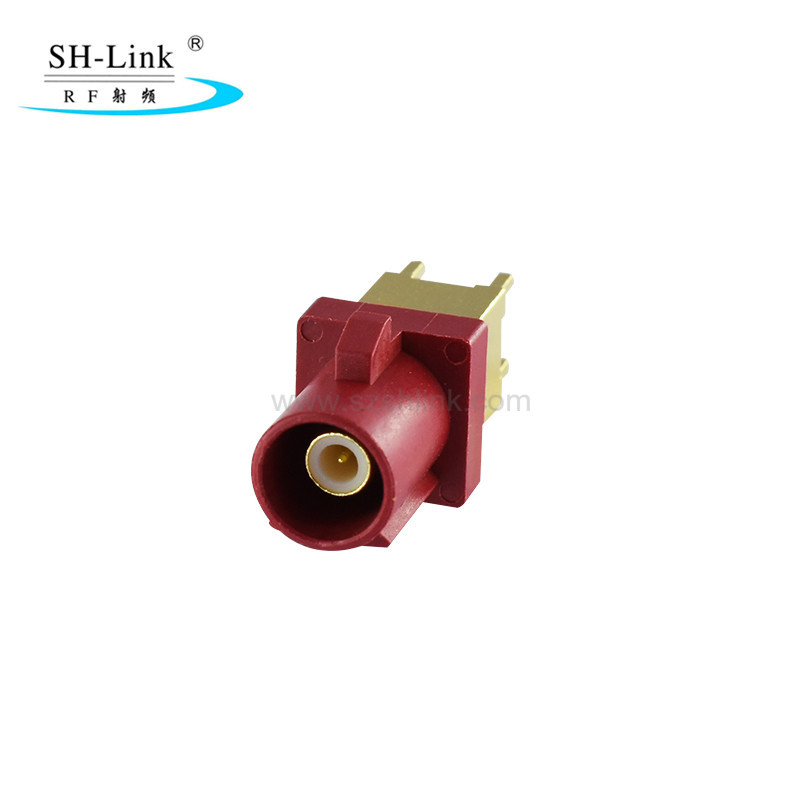 Fakra SMB PCB Connector L type Carmine red