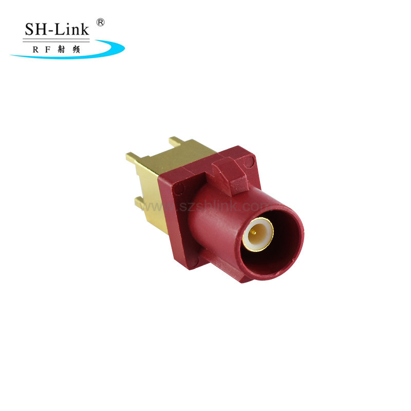 Fakra SMB PCB Connector L type Carmine red