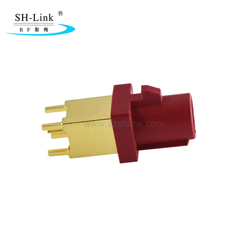 Fakra SMB PCB Connector L type Carmine red