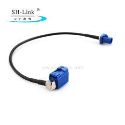 RG174 cable with Blue Fakra Right Angle C type connector to Fakra male C type connector