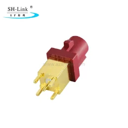 Fakra SMB PCB Connector L type Carmine red