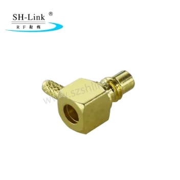 RF coaxial connector MMCX male, plating gold, 90 degrees